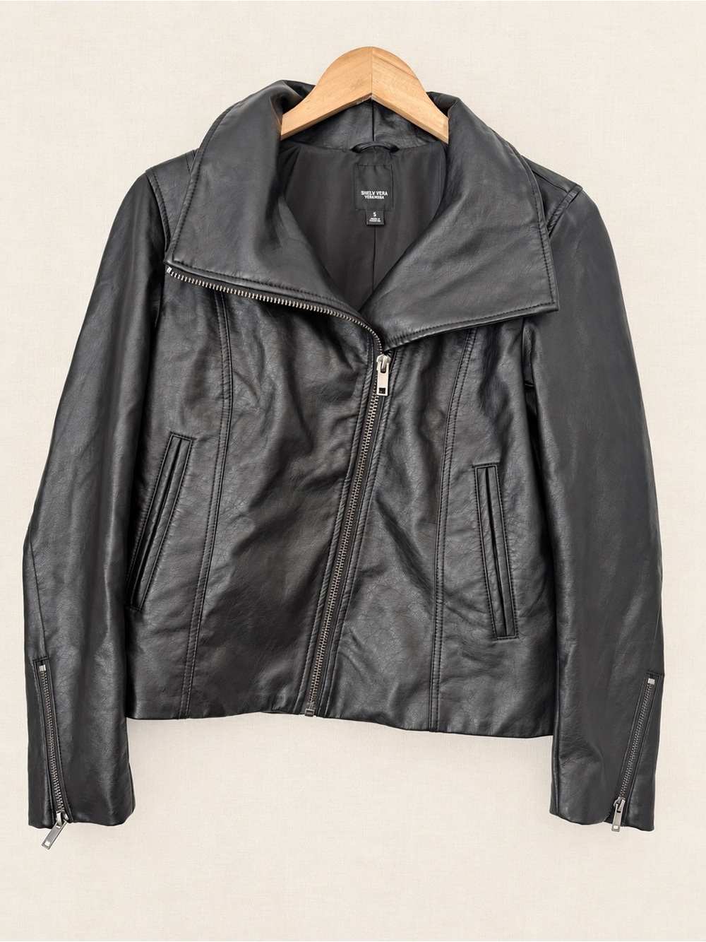 Simply Vera Vera Wang Black Leather Asymmetrical Zip Jacket